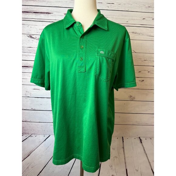 Travis Mathew Polo Golf Shirt Large Green Pima Cotton Notre Dame St Patricks Day - Picture 1 of 8